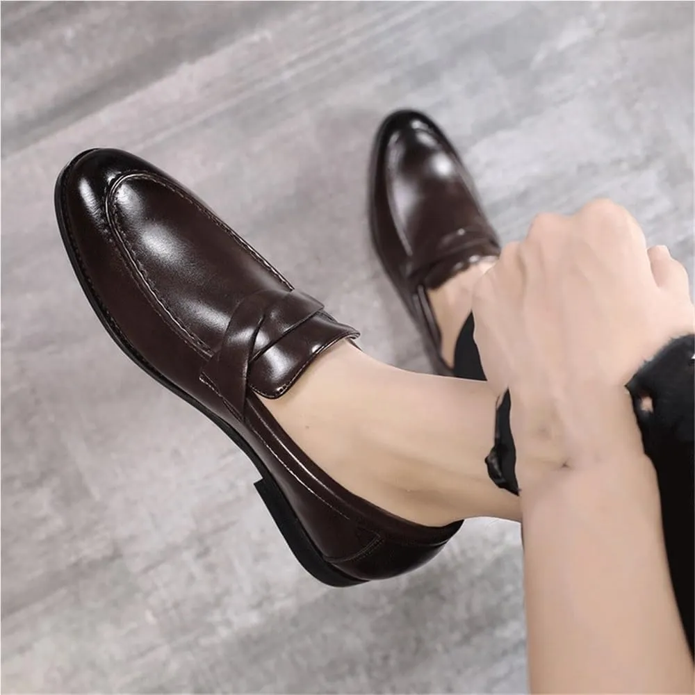 Luxury Leather Loafers for Men Business Formal Dress Slip On Driving Shoes