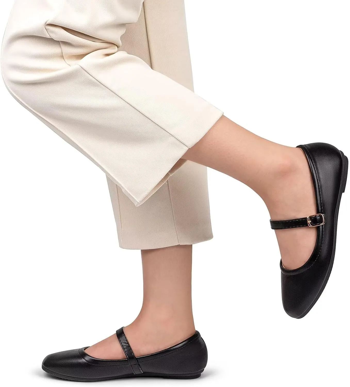 Mary Jane Flats Shoes, Ballet Flats Shoes for Women, Square Toe Ankle Strap Flats, Soft Comfortable PU Flat Shoes, Women Flats Dress Shoes