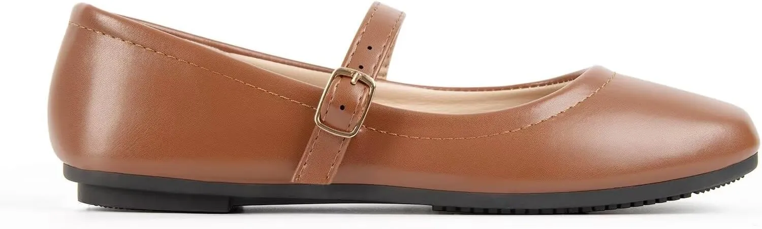 Mary Jane Flats Shoes, Ballet Flats Shoes for Women, Square Toe Ankle Strap Flats, Soft Comfortable PU Flat Shoes, Women Flats Dress Shoes