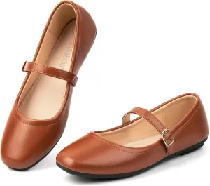 Mary Jane Flats Shoes, Ballet Flats Shoes for Women, Square Toe Ankle Strap Flats, Soft Comfortable PU Flat Shoes, Women Flats Dress Shoes