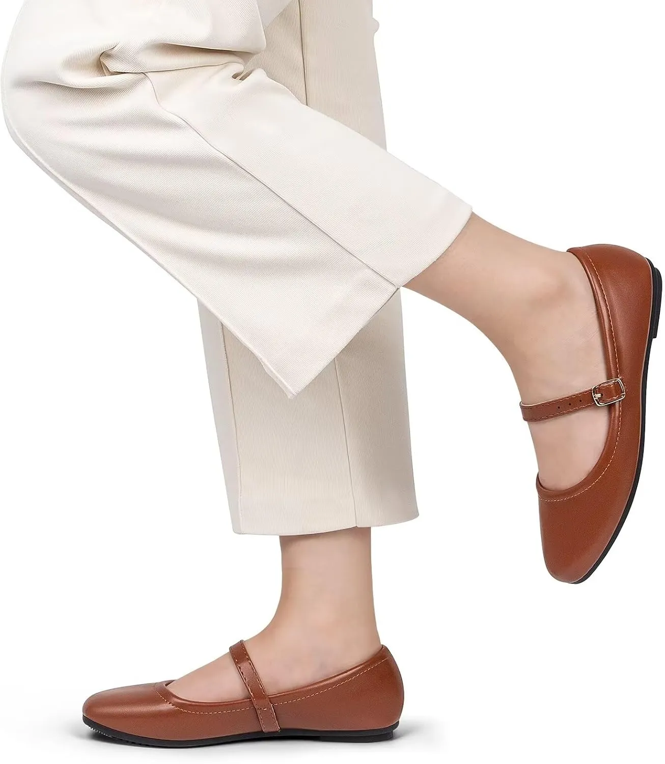 Mary Jane Flats Shoes, Ballet Flats Shoes for Women, Square Toe Ankle Strap Flats, Soft Comfortable PU Flat Shoes, Women Flats Dress Shoes
