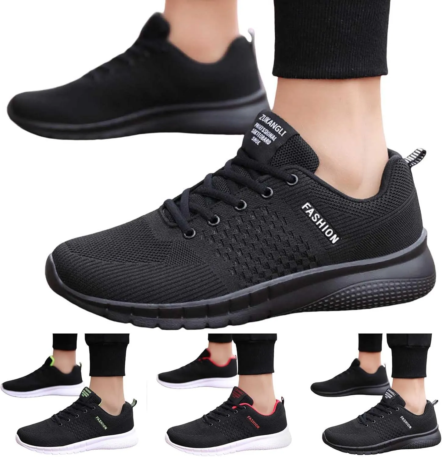 Men Sports Shoes Fashionable Color Matching Mesh Breathable and Comfortable Lace Up Flat Mens Sneaker Socks Shoes