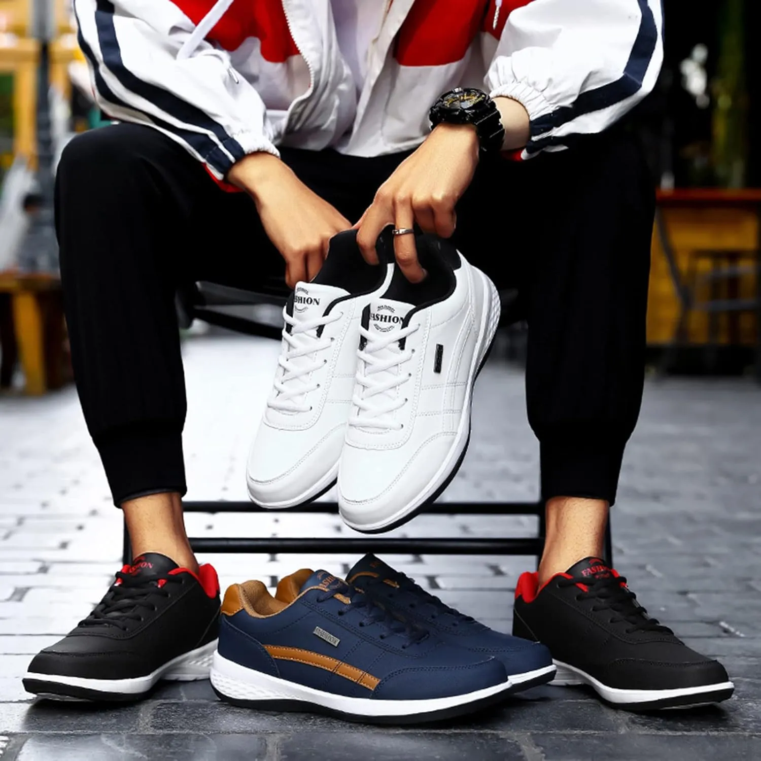 Men Walking Shoes Wide Hiking Shoes Waterproof Outdoor Work Shoes Trails Sneakers Casual Comfortable Trekking Shoes