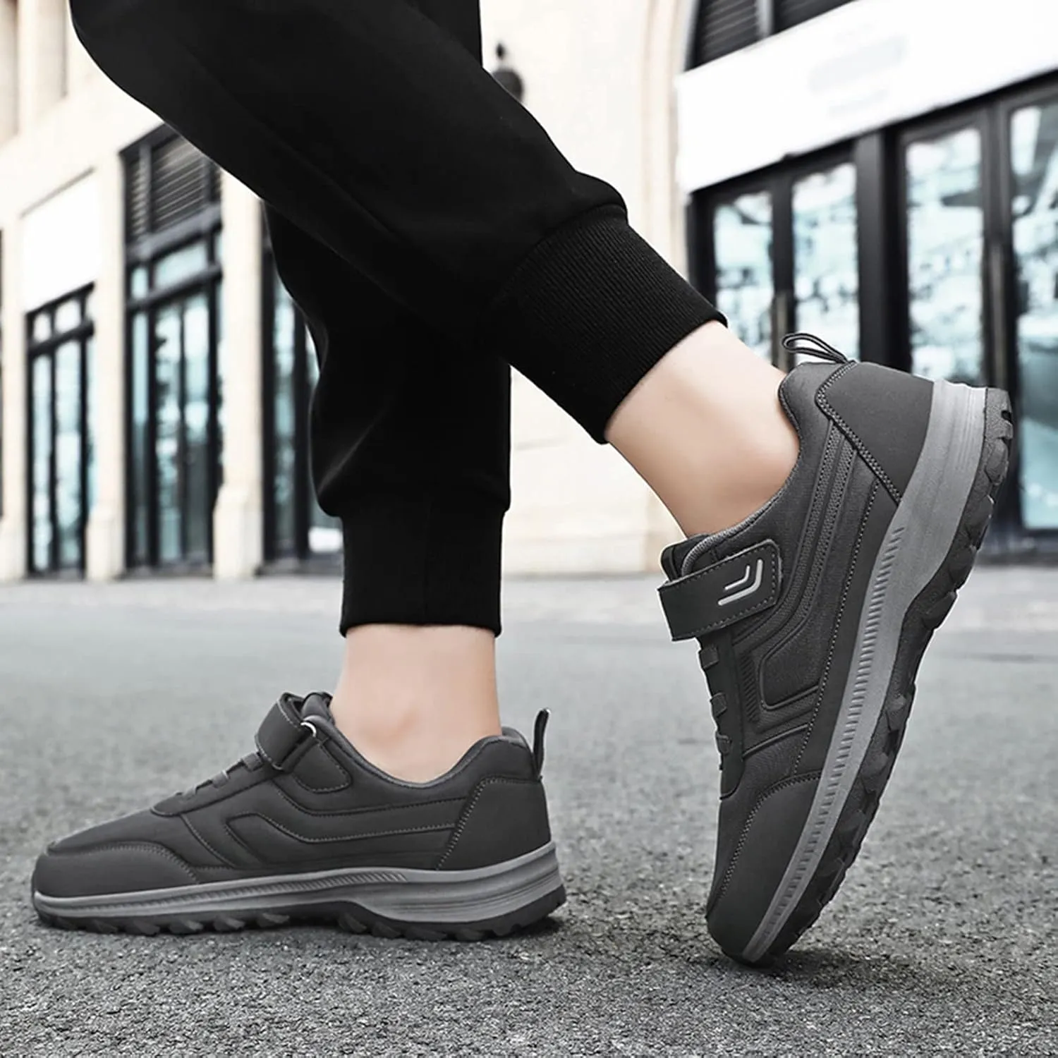 Men Walking Shoes Wide Hiking Shoes Waterproof Outdoor Work Shoes Trails Sneakers Casual Comfortable Trekking Shoes