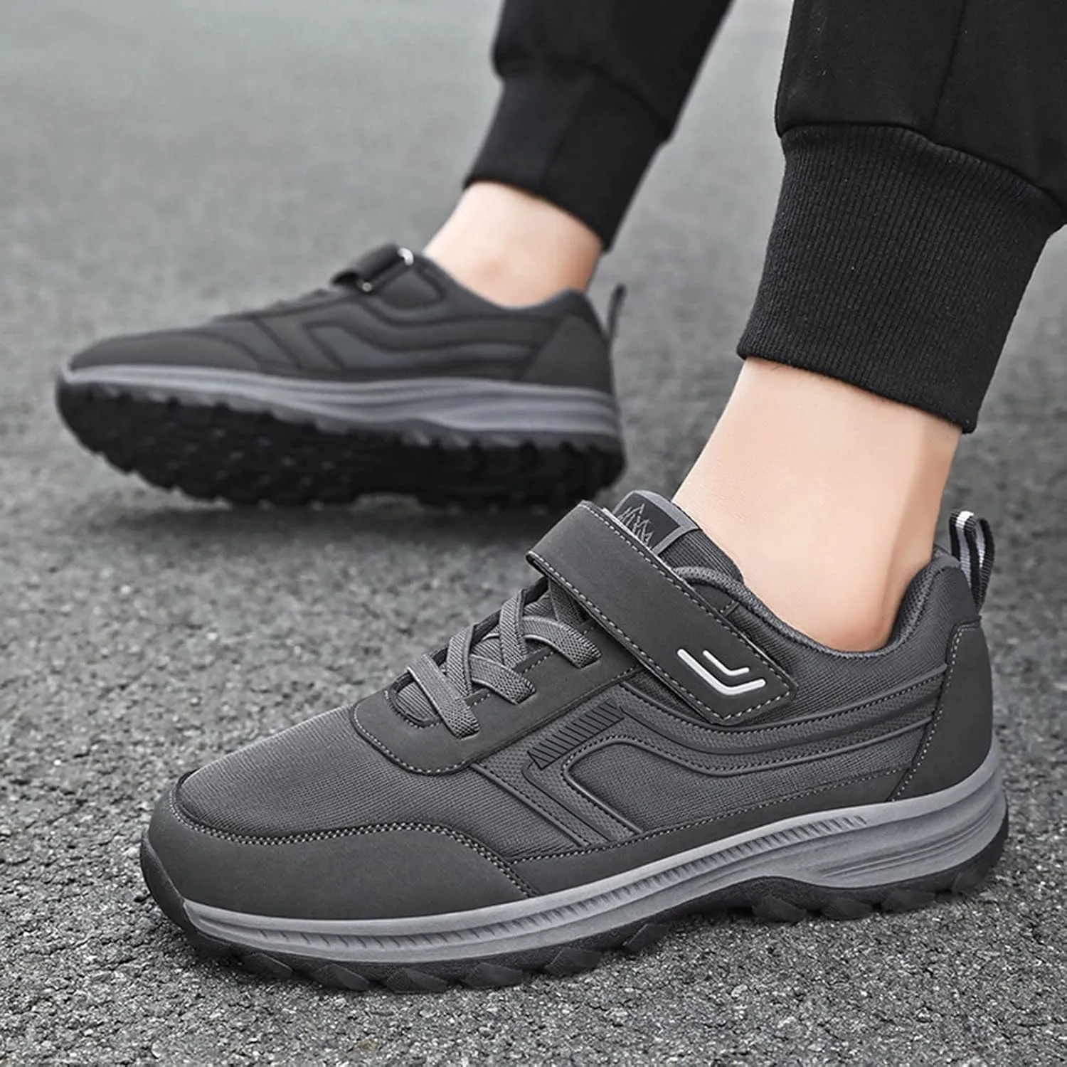 Men Walking Shoes Wide Hiking Shoes Waterproof Outdoor Work Shoes Trails Sneakers Casual Comfortable Trekking Shoes