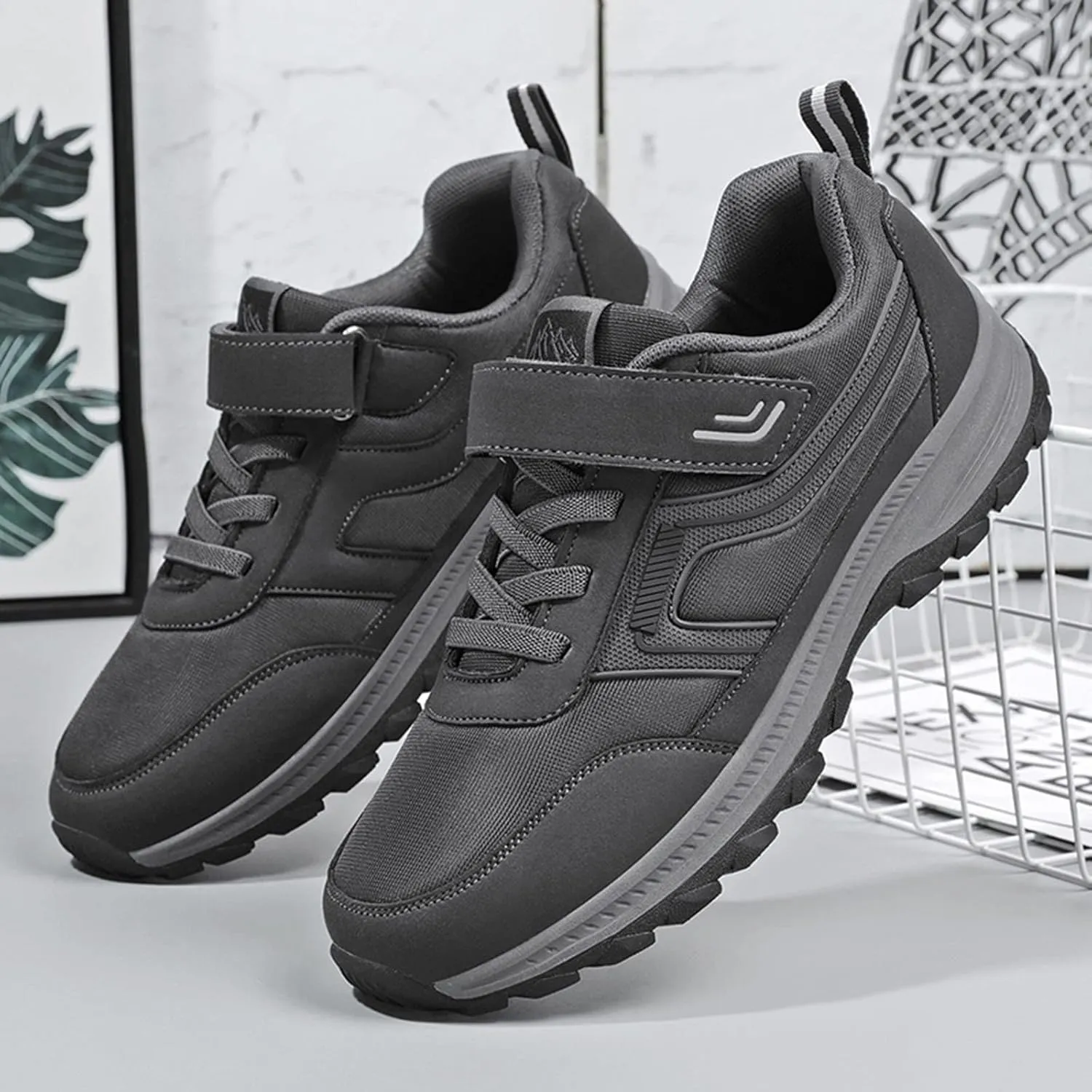 Men Walking Shoes Wide Hiking Shoes Waterproof Outdoor Work Shoes Trails Sneakers Casual Comfortable Trekking Shoes