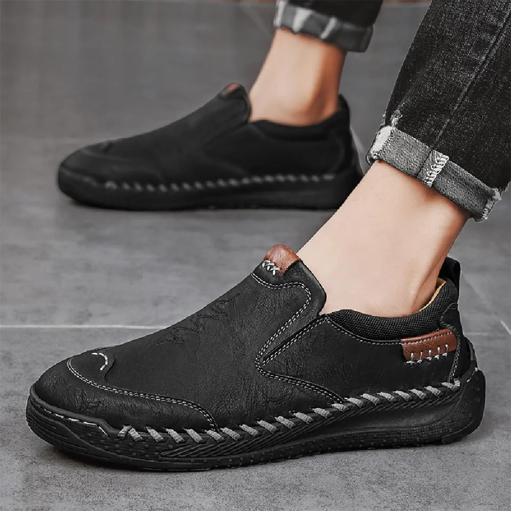 Mens Casual Leather Lightweight Loafers Outdoor Sole Walking Comfortable Soft Driving Shoes