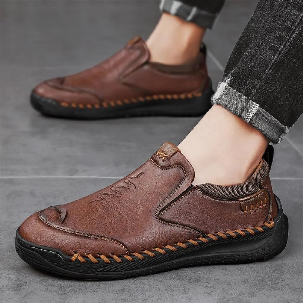 Mens Casual Leather Lightweight Loafers Outdoor Sole Walking Comfortable Soft Driving Shoes