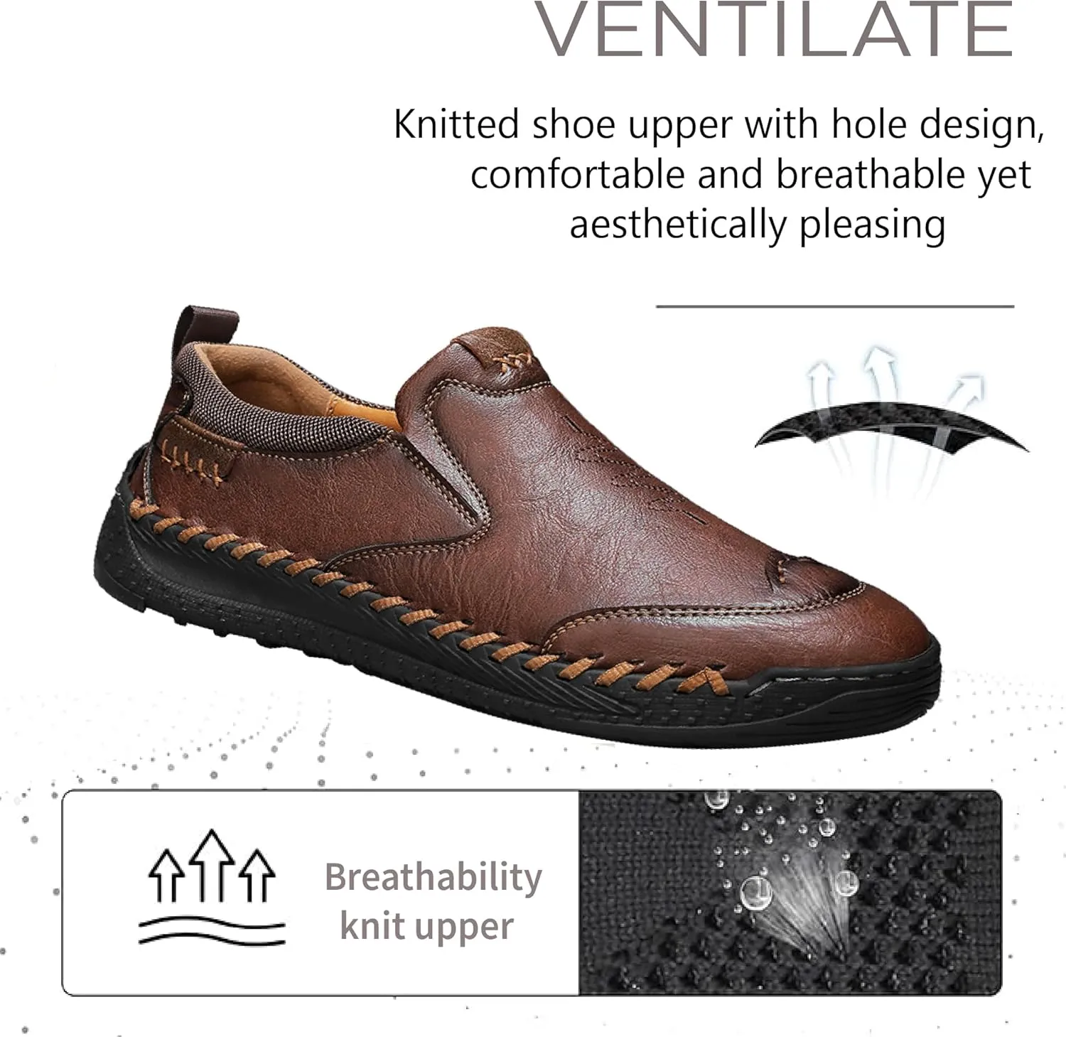 Mens Casual Leather Lightweight Loafers Outdoor Sole Walking Comfortable Soft Driving Shoes