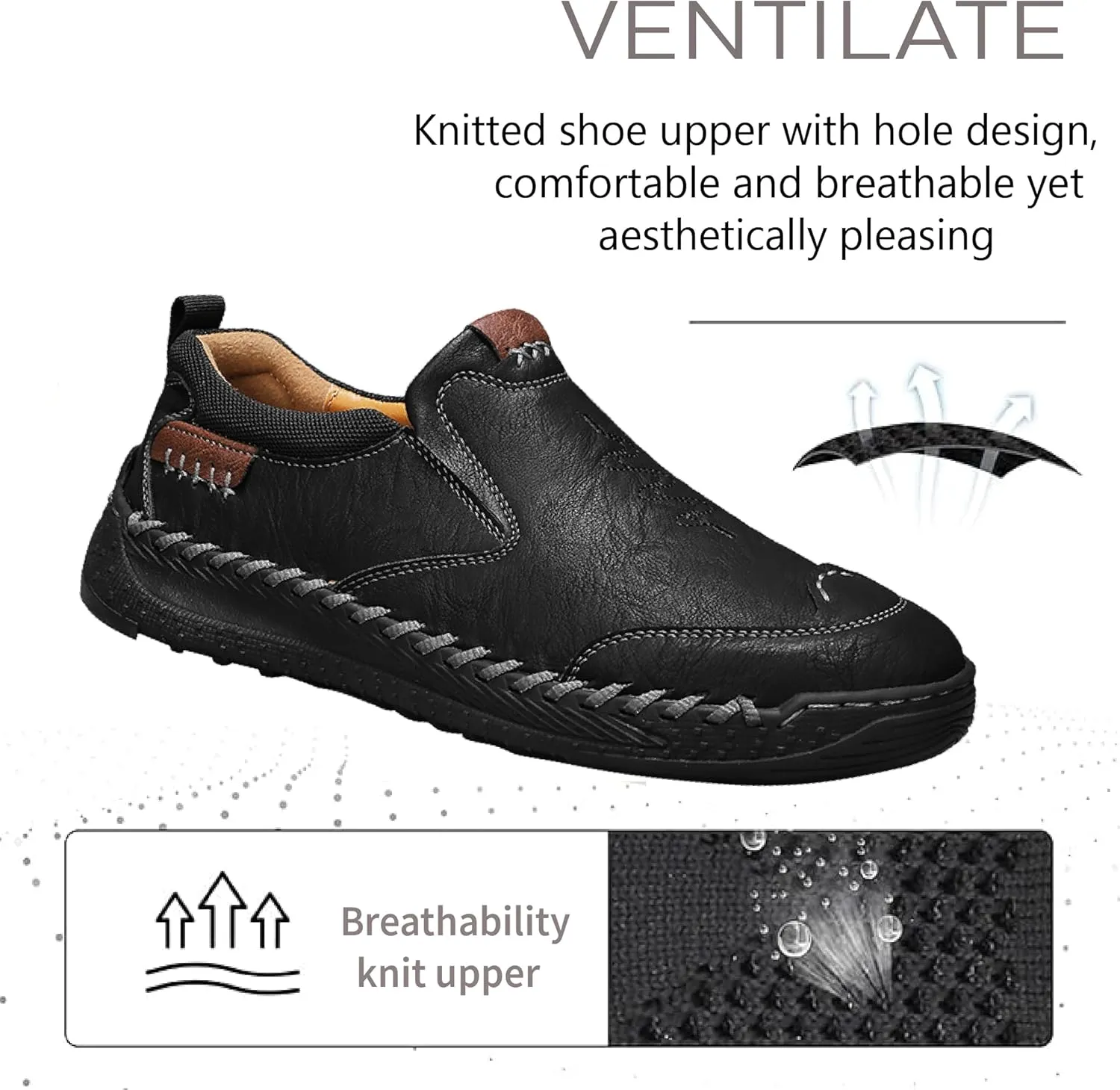 Mens Casual Leather Lightweight Loafers Outdoor Sole Walking Comfortable Soft Driving Shoes