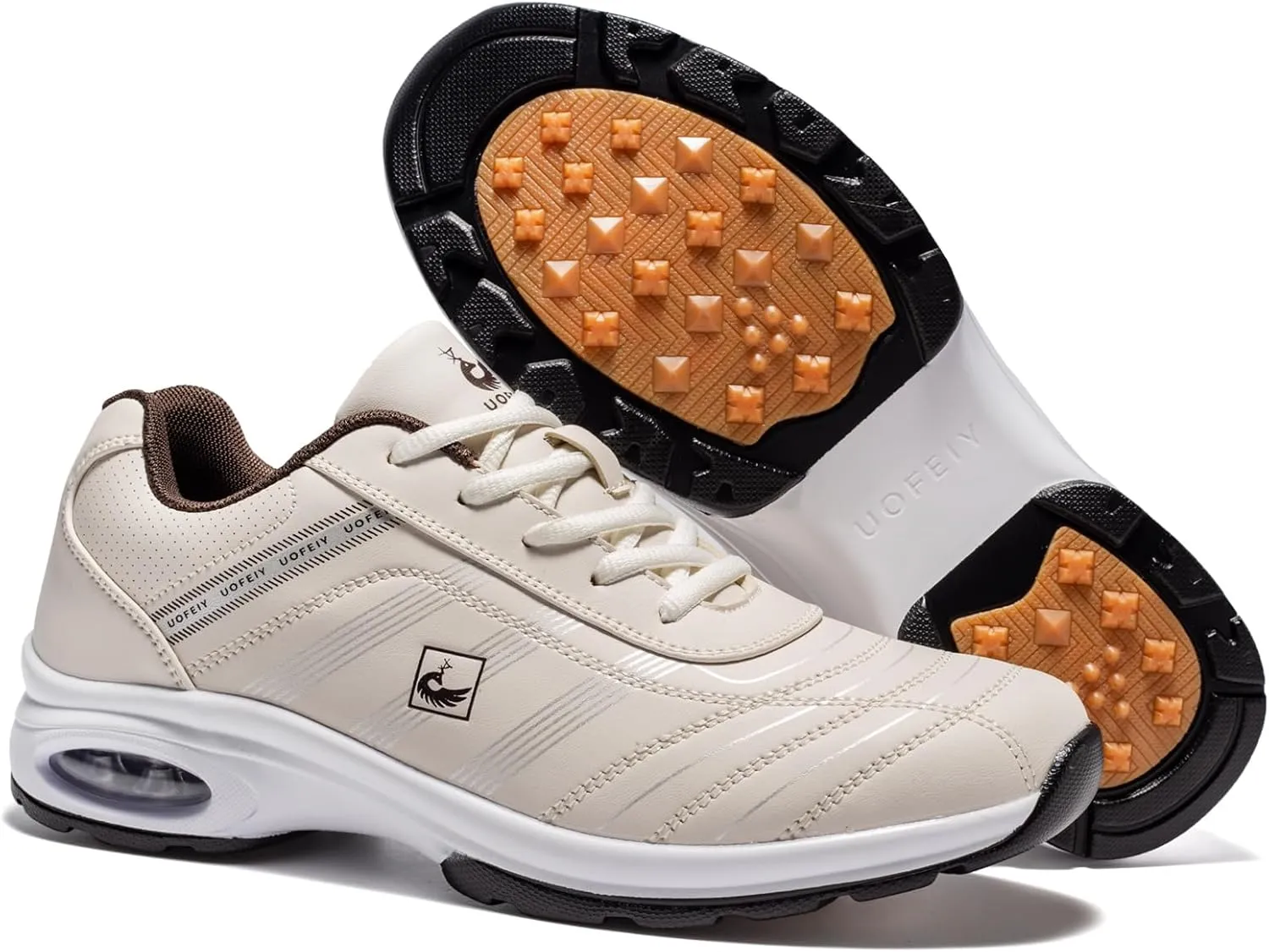 Men's Fashion Lace Up Leather Sneaker Casual Anti Slip Spikeless Golf Shoes for Men Outdoor Walking Shoes Footwears