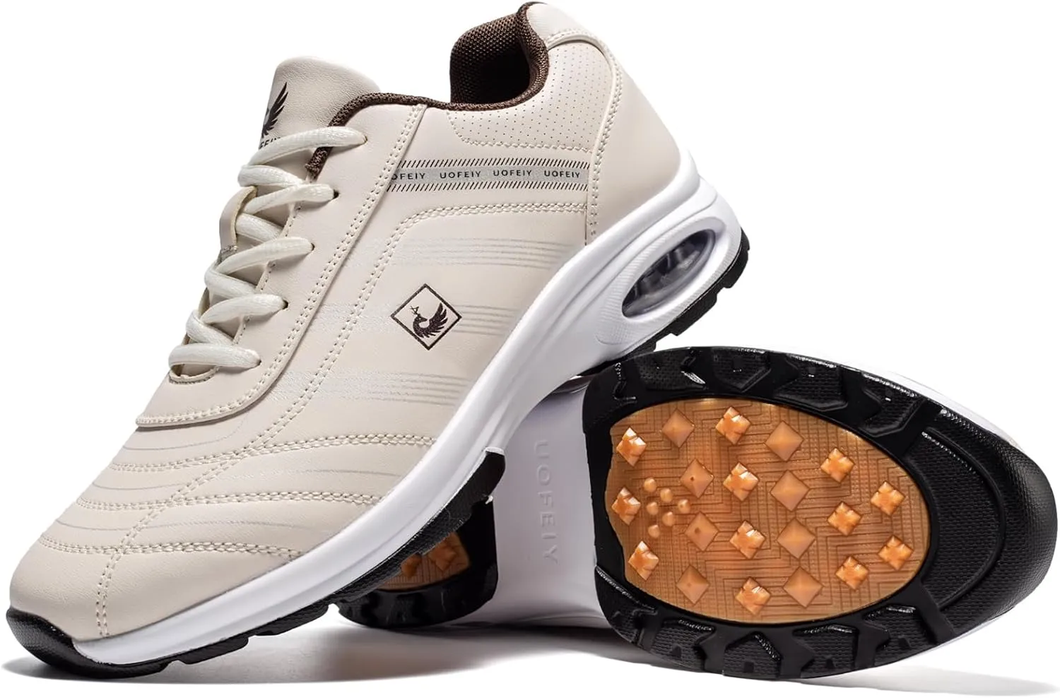 Men's Fashion Lace Up Leather Sneaker Casual Anti Slip Spikeless Golf Shoes for Men Outdoor Walking Shoes Footwears