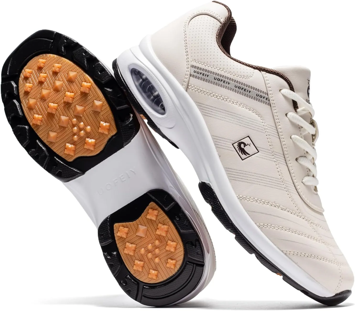 Men's Fashion Lace Up Leather Sneaker Casual Anti Slip Spikeless Golf Shoes for Men Outdoor Walking Shoes Footwears