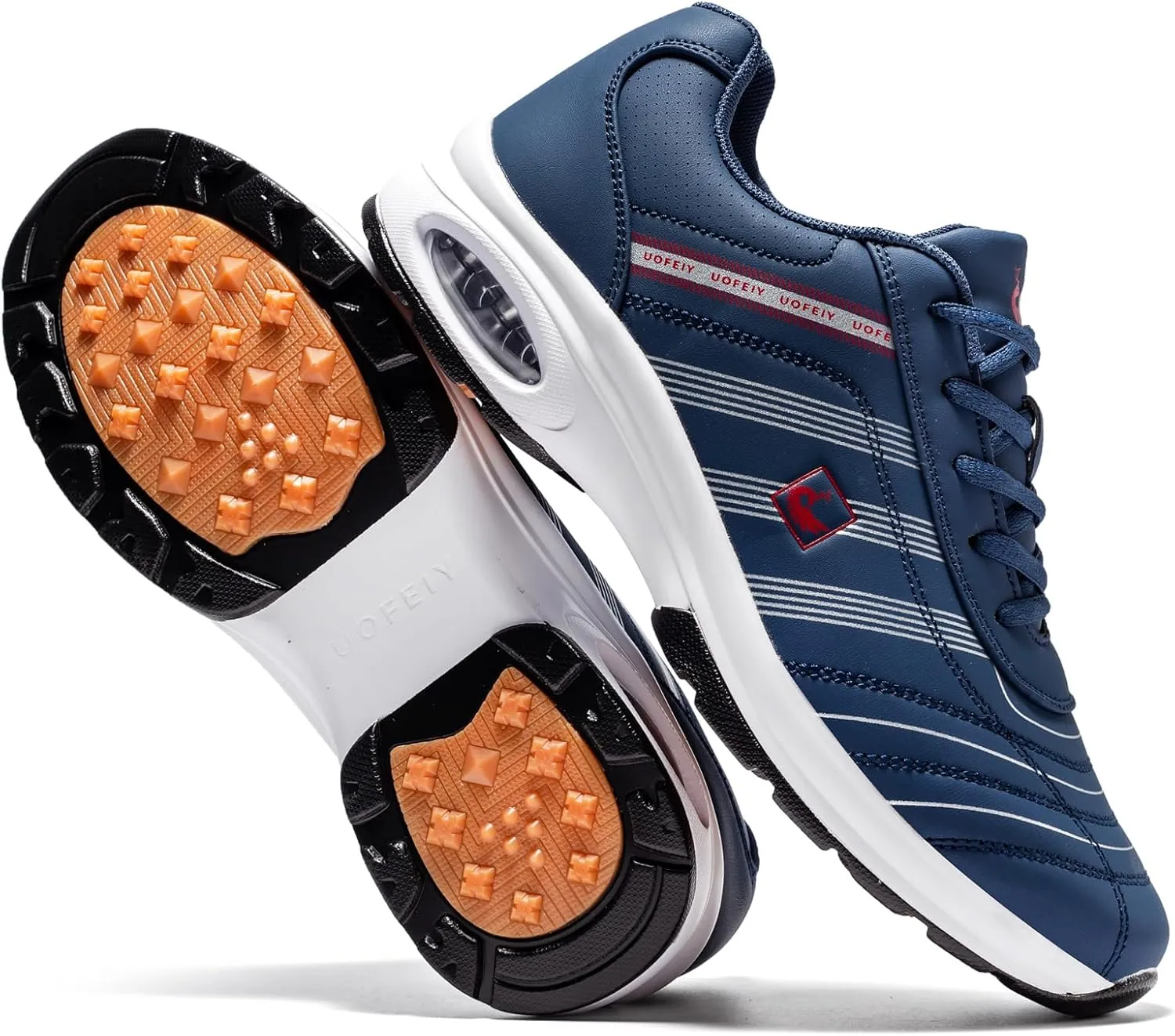 Men's Fashion Lace Up Leather Sneaker Casual Anti Slip Spikeless Golf Shoes for Men Outdoor Walking Shoes Footwears