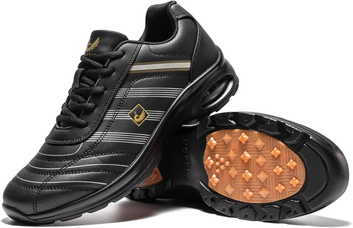 Men's Fashion Lace Up Leather Sneaker Casual Anti Slip Spikeless Golf Shoes for Men Outdoor Walking Shoes Footwears