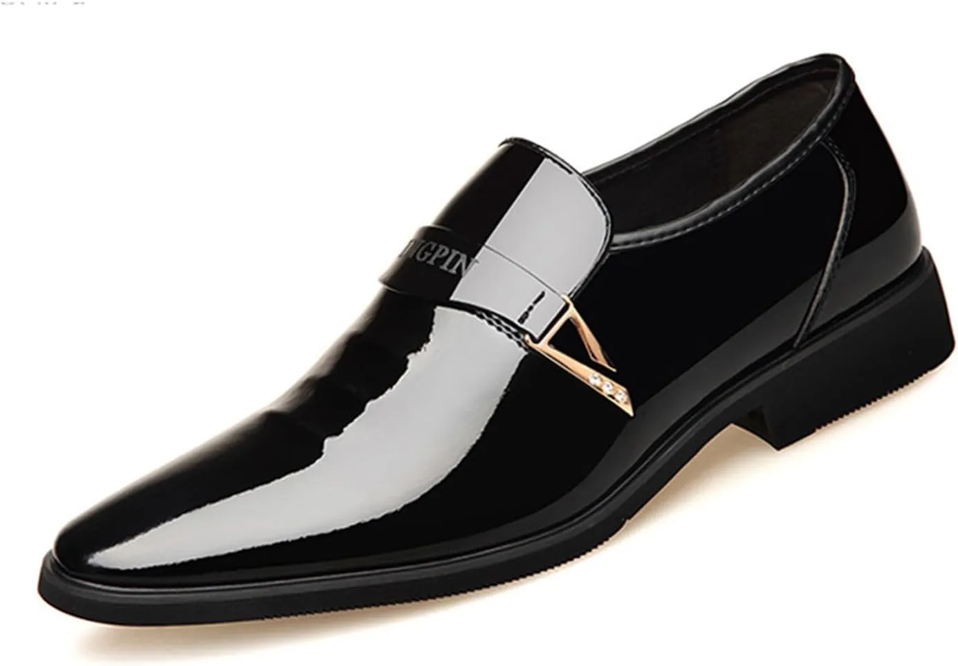 Men's Fashion Patent Leather Dress Loafers Comfy Slip-On Suits Shoes for Driving Evening Uniform Party Work Office