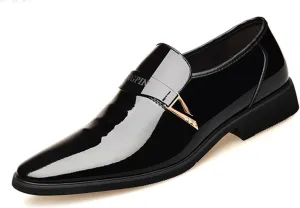 Men's Fashion Patent Leather Dress Loafers Comfy Slip-On Suits Shoes for Driving Evening Uniform Party Work Office