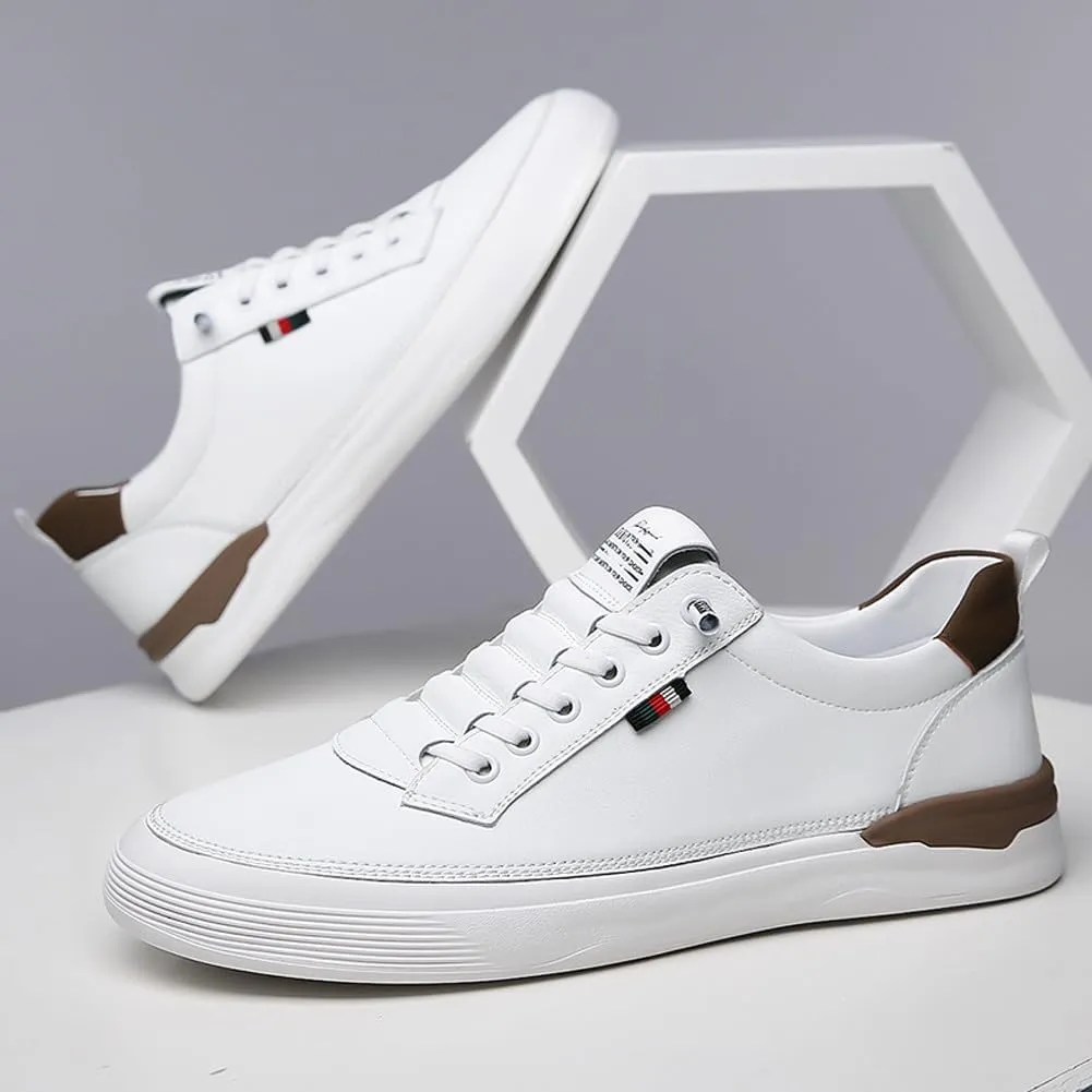 Men's Genuine Leather Lace Up Fashion Loafers Sneakers Casual Walking Driving Shoes
