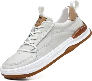 Men's Genuine Leather Lace Up Fashion Loafers Sneakers Casual Walking Driving Shoes