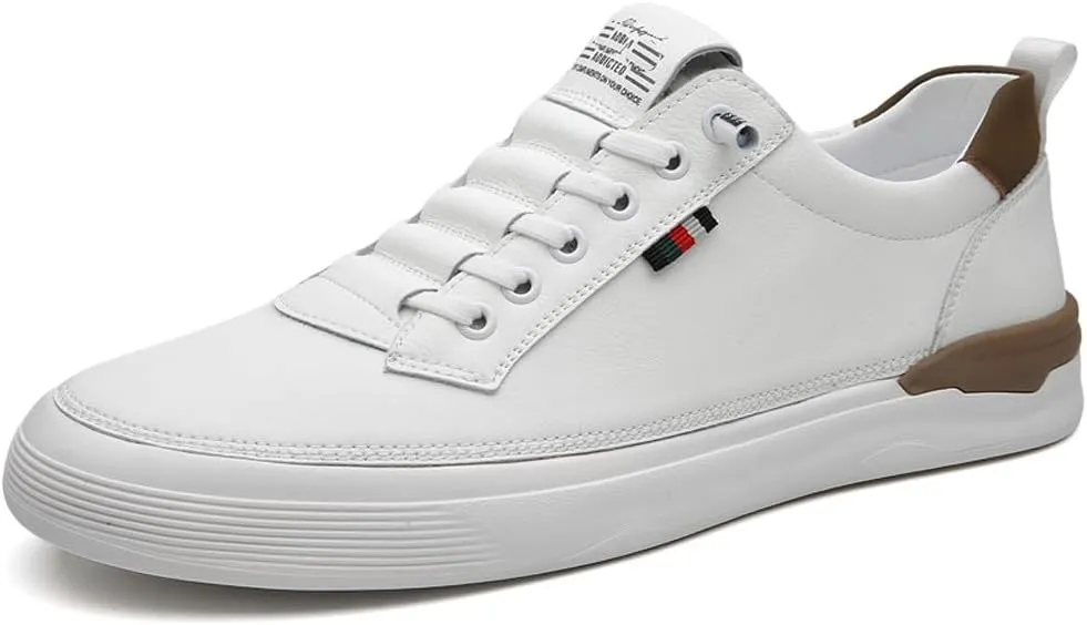 Men's Genuine Leather Lace Up Fashion Loafers Sneakers Casual Walking Driving Shoes