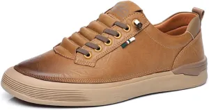 Men's Genuine Leather Lace Up Fashion Loafers Sneakers Casual Walking Driving Shoes
