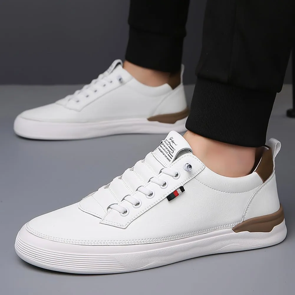 Men's Genuine Leather Lace Up Fashion Loafers Sneakers Casual Walking Driving Shoes