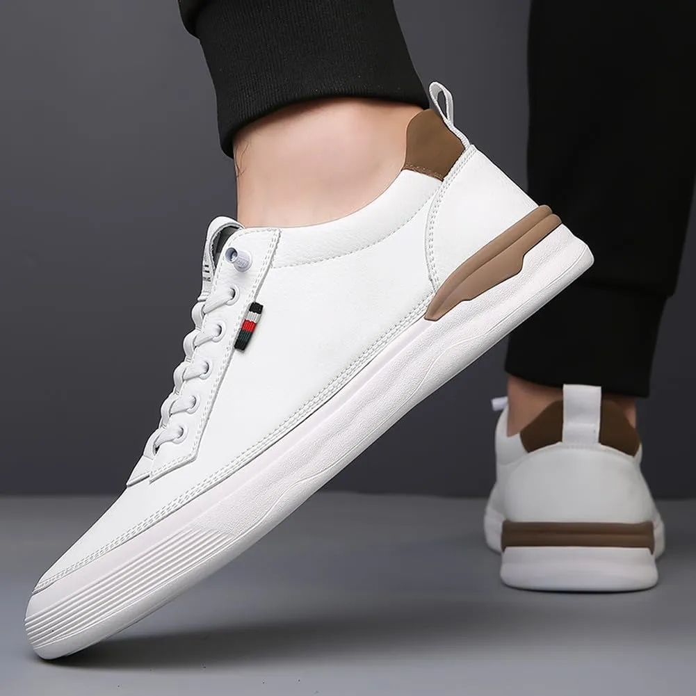 Men's Genuine Leather Lace Up Fashion Loafers Sneakers Casual Walking Driving Shoes