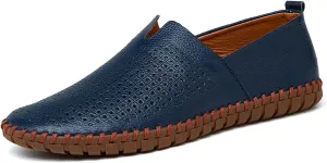Men's Handmade Genuine Leather Loafer Shoes Slip On Soft Walking Driving Shoes