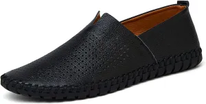 Men's Handmade Genuine Leather Loafer Shoes Slip On Soft Walking Driving Shoes