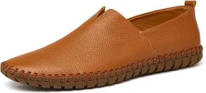 Men's Handmade Genuine Leather Loafer Shoes Slip On Soft Walking Driving Shoes