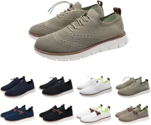 Men's Lace-Up Lightweight Casual Shoes Breathable Walking Dress Shoes Fashion Sneakers Walking Woven Loafers
