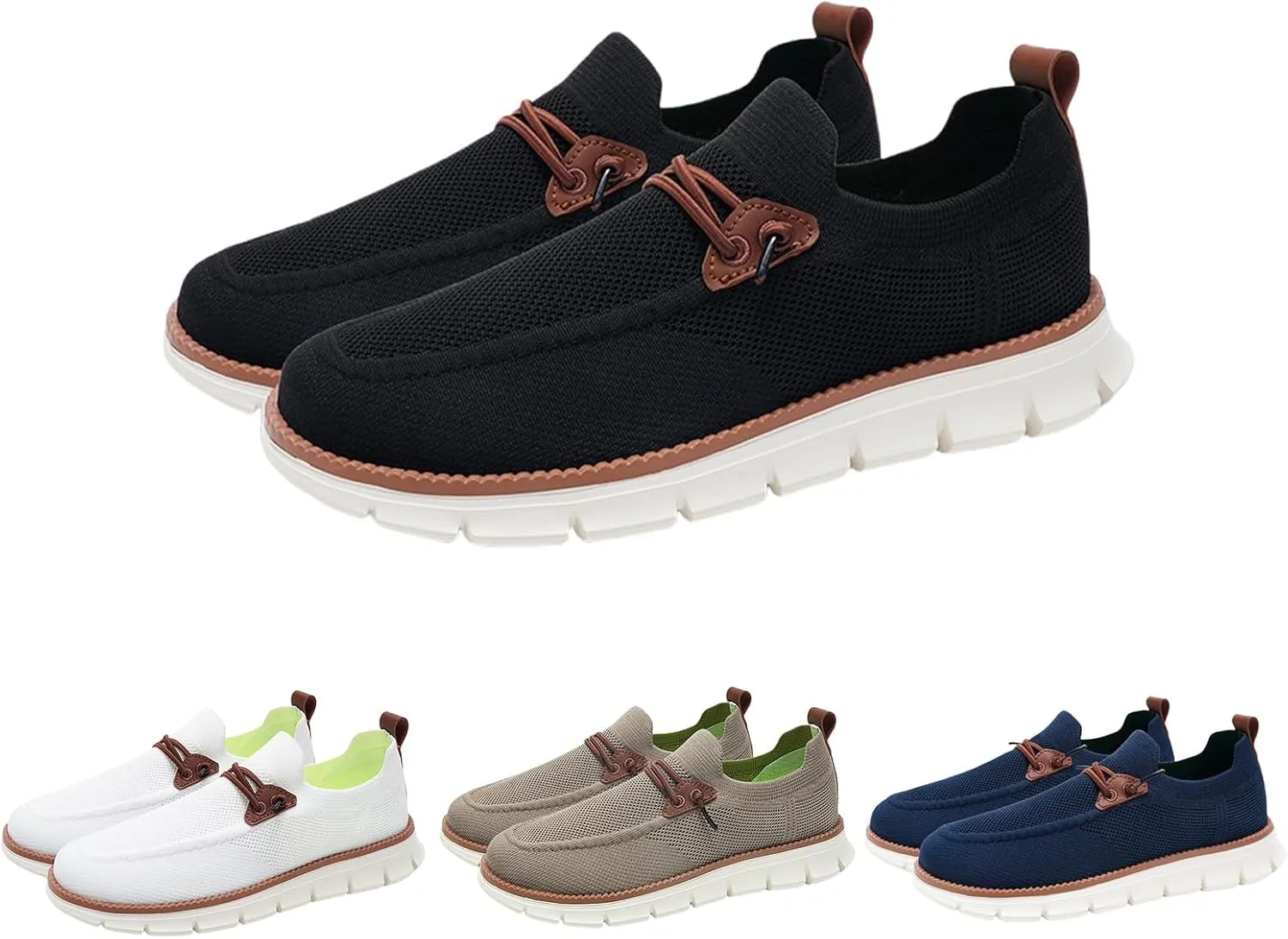 Men's Lace-Up Lightweight Casual Shoes Breathable Walking Dress Shoes Fashion Sneakers Walking Woven Loafers