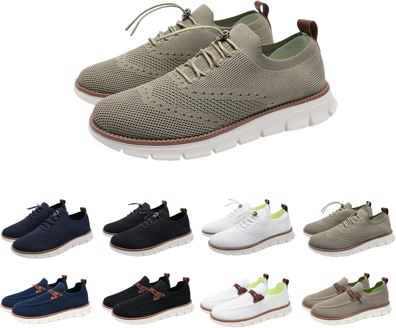 Men's Lace-Up Lightweight Casual Shoes Breathable Walking Dress Shoes Fashion Sneakers Walking Woven Loafers