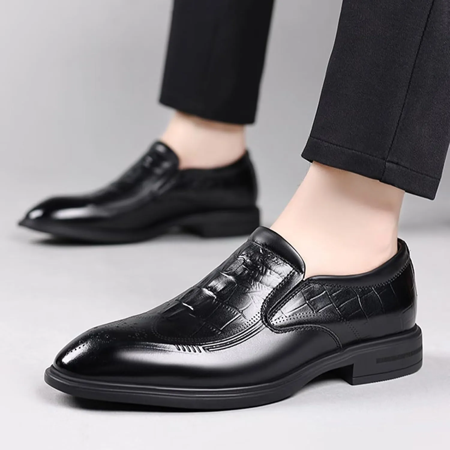 Men's Leather Dress Shoes Stylish Formal Business Shoe for Men Driving Shoes
