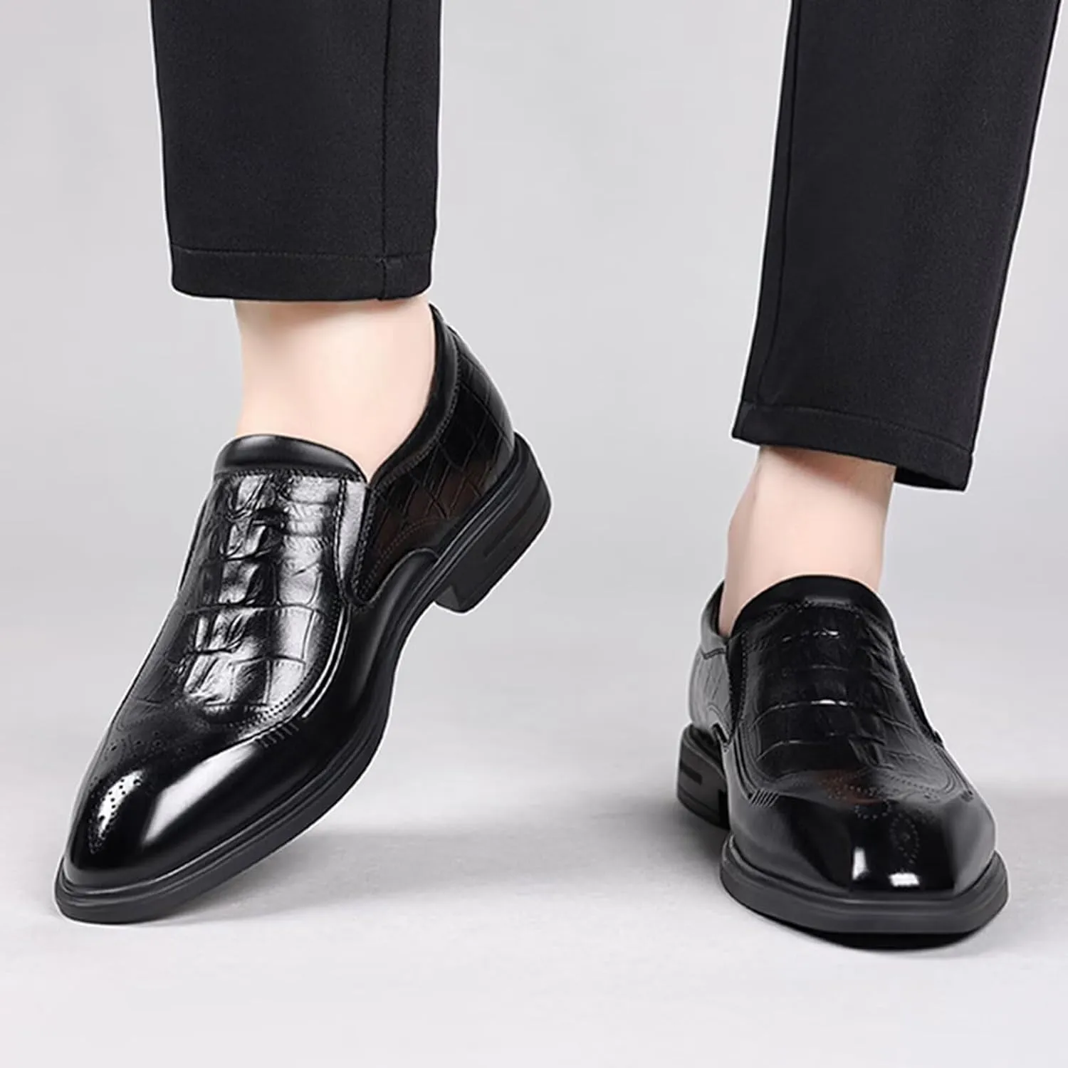 Men's Leather Dress Shoes Stylish Formal Business Shoe for Men Driving Shoes