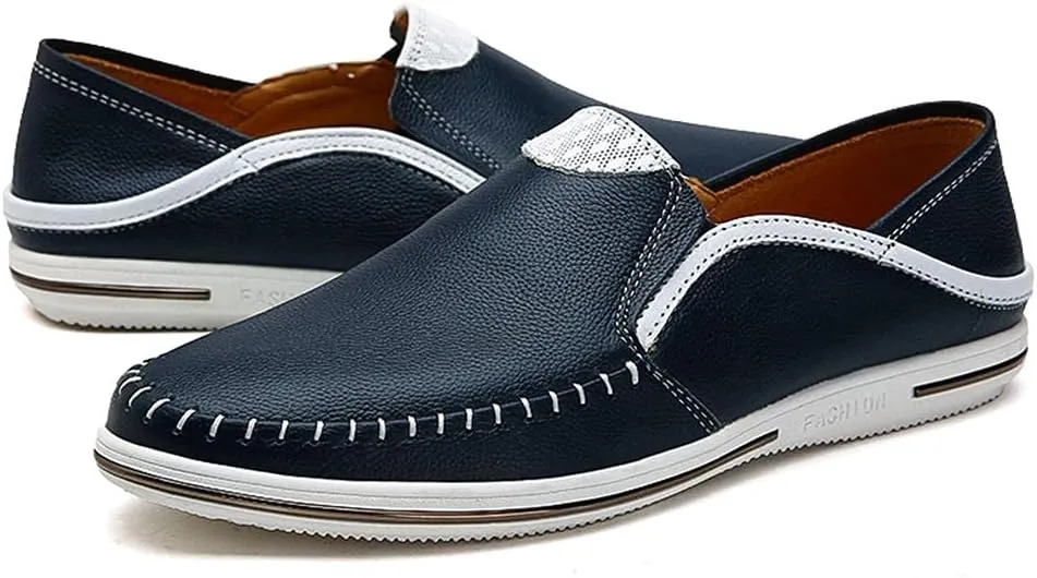 Men's Leather Loafers are Fashionable Slip-in Casual Soft Summer Driving Shoes