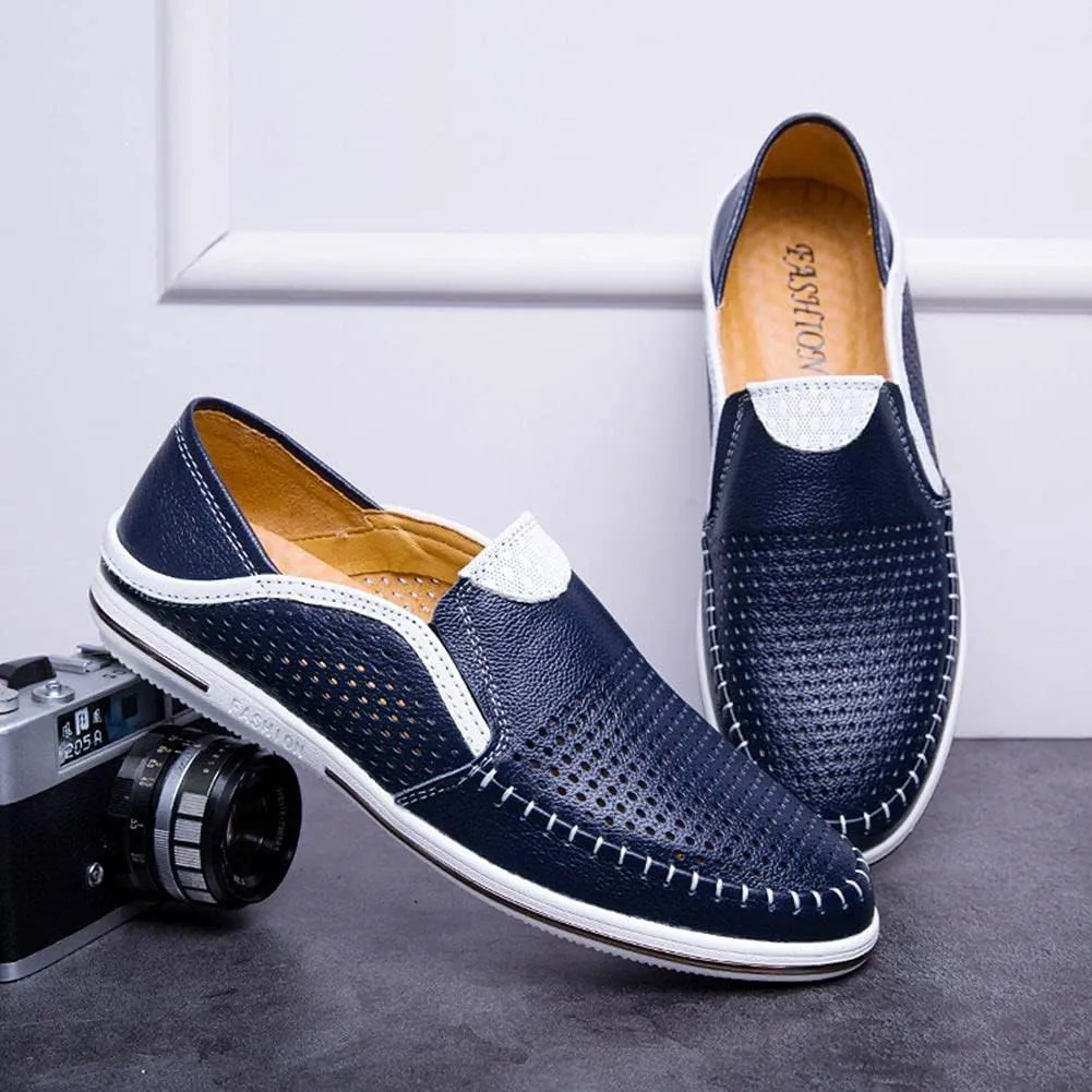 Men's Leather Loafers are Fashionable Slip-in Casual Soft Summer Driving Shoes