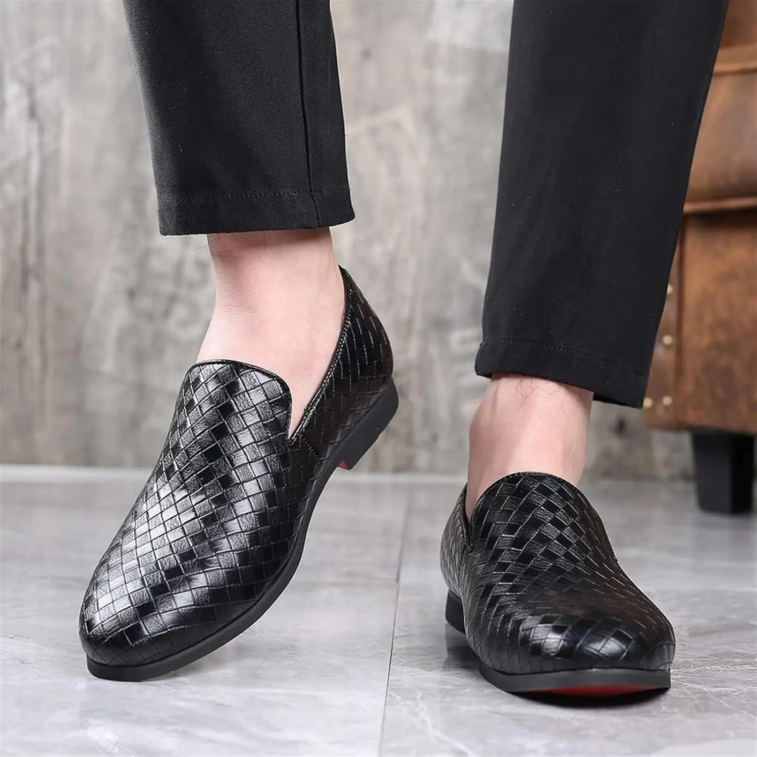 Men's Loafers Dress Casual Easy Slip-On Leather Formal Lightweight Driving Walking Shoes for Business Casual Work Outdoor Dating