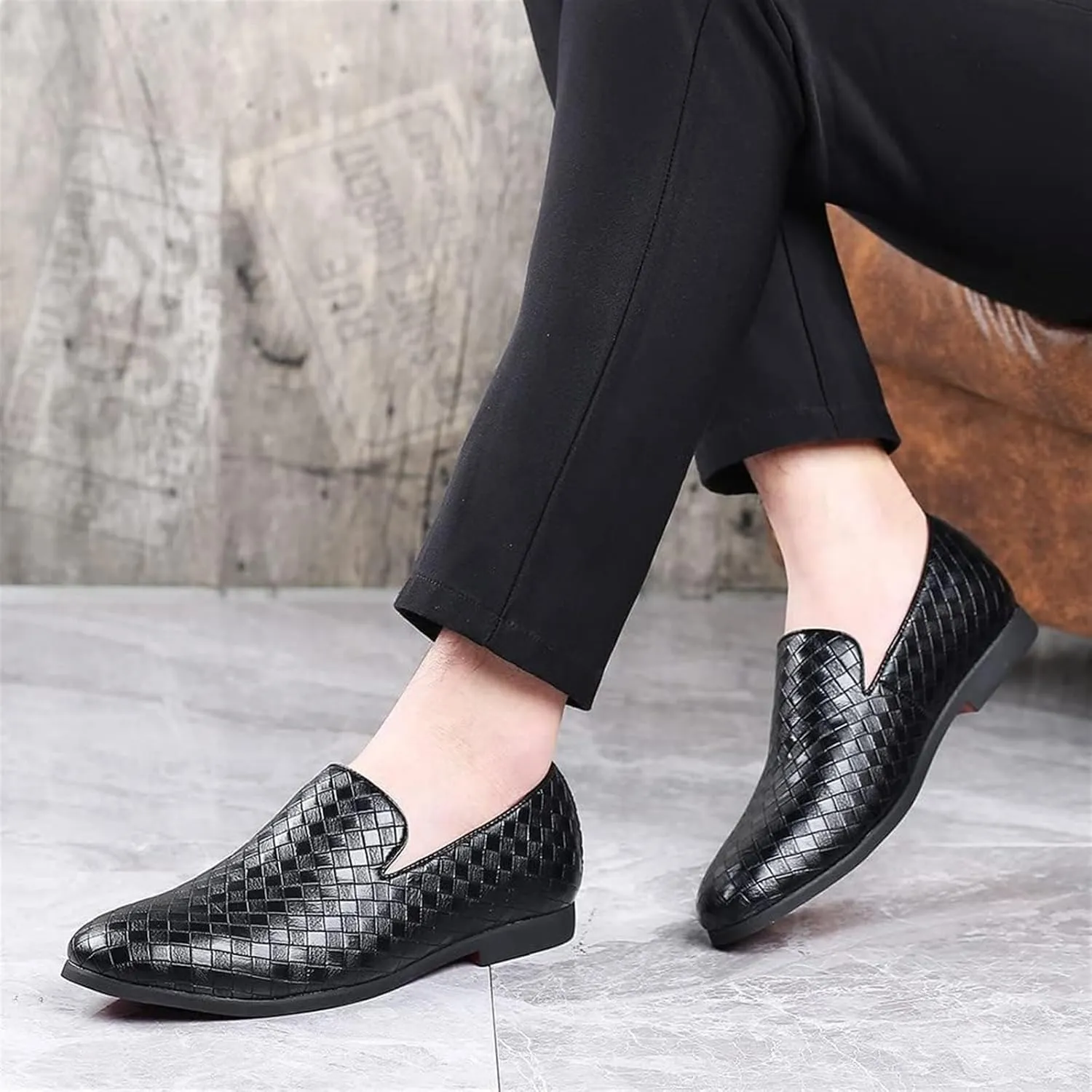 Men's Loafers Dress Casual Easy Slip-On Leather Formal Lightweight Driving Walking Shoes for Business Casual Work Outdoor Dating