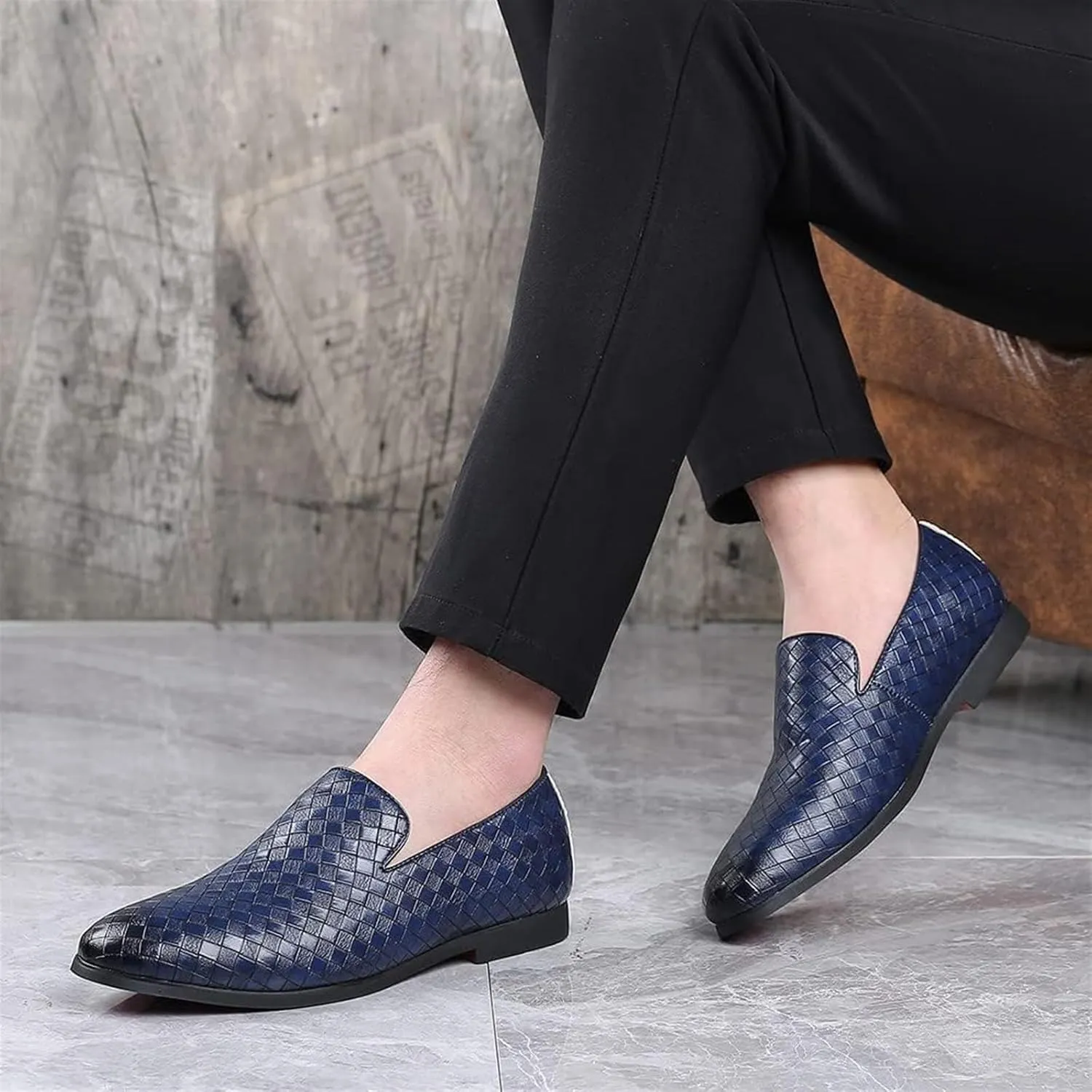 Men's Loafers Dress Casual Easy Slip-On Leather Formal Lightweight Driving Walking Shoes for Business Casual Work Outdoor Dating
