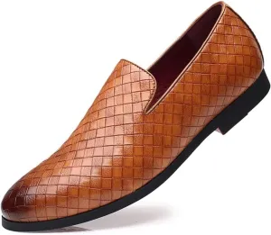 Men's Loafers Dress Casual Easy Slip-On Leather Formal Lightweight Driving Walking Shoes for Business Casual Work Outdoor Dating