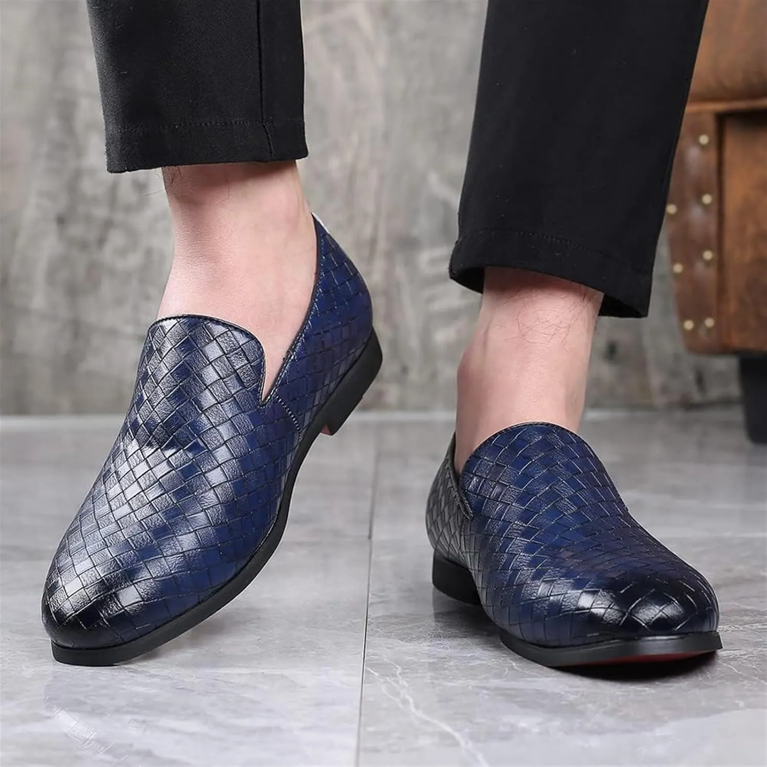 Men's Loafers Dress Casual Easy Slip-On Leather Formal Lightweight Driving Walking Shoes for Business Casual Work Outdoor Dating