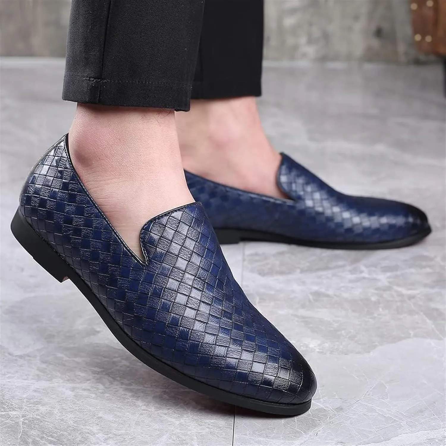 Men's Loafers Dress Casual Easy Slip-On Leather Formal Lightweight Driving Walking Shoes for Business Casual Work Outdoor Dating