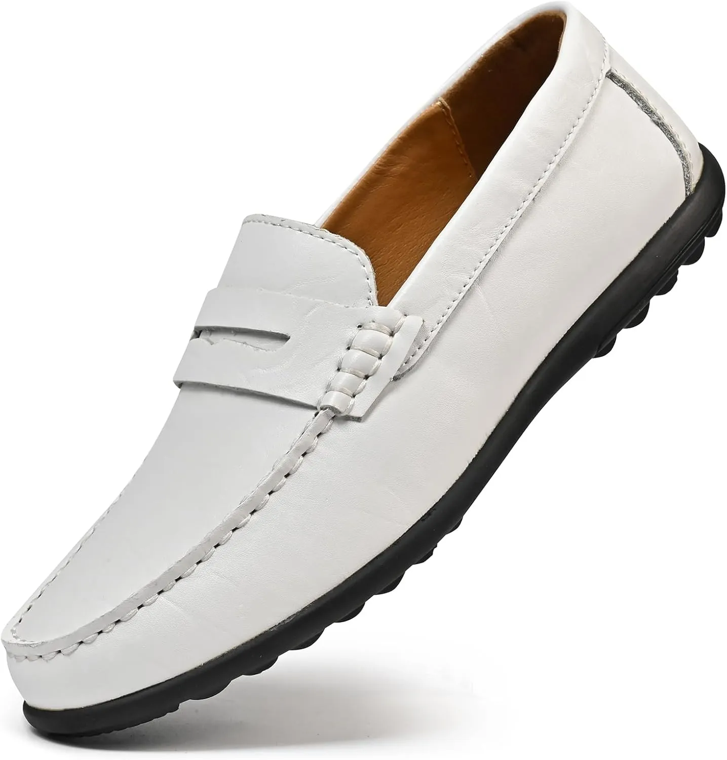 Men’s Moccasins Loafers Casual Leather Slip-On Driving Shoes Dress Comfortable & Light-Weight