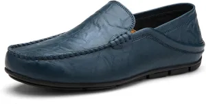 Men's Premium Genuine Leather Casual Slip Into Loafers, Breathable Driving Shoes, Fashion Slippers