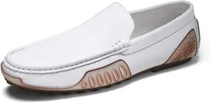 Men's Premium Genuine Leather Casual Slip Into Loafers, Breathable Driving Shoes, Fashion Slippers