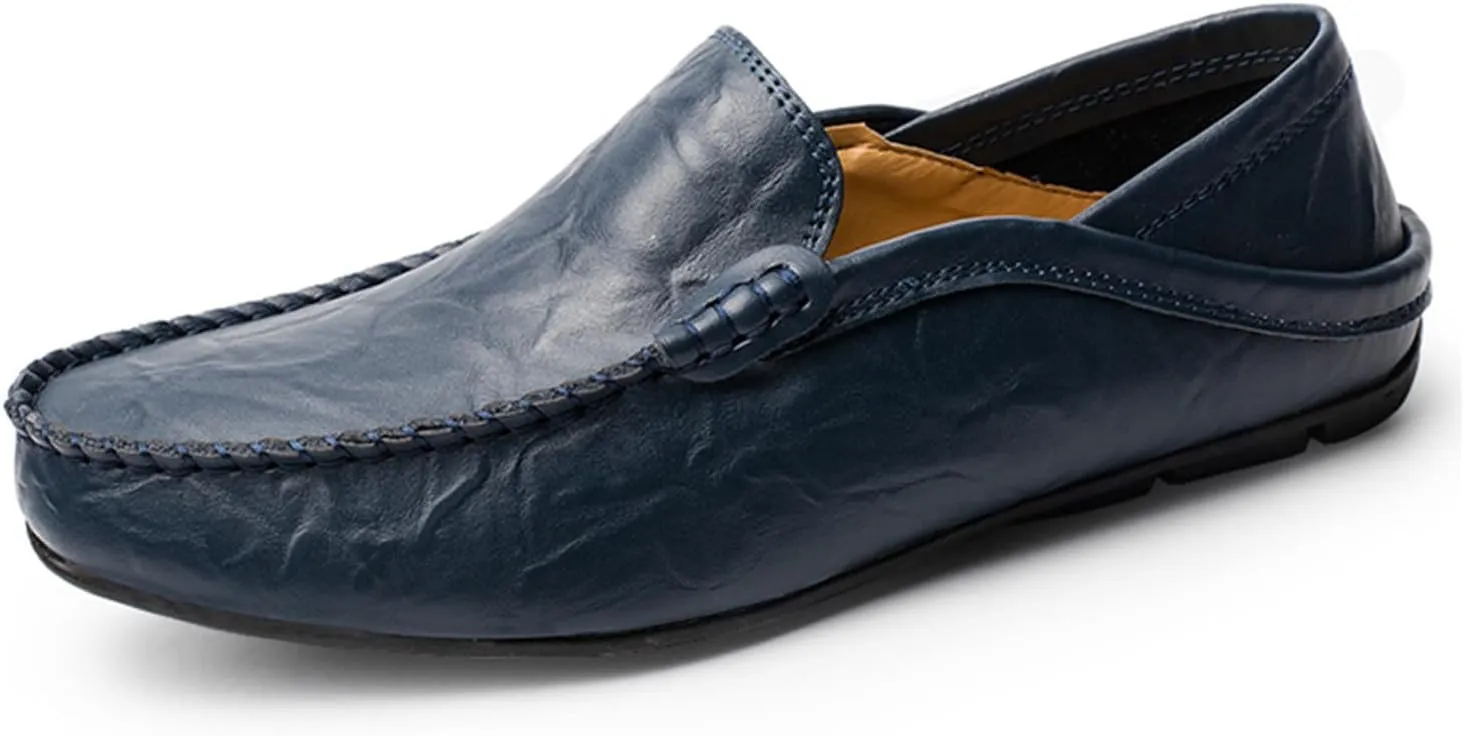 Men's Premium Genuine Leather Casual Slip on Loafers Breathable Driving Shoes Fashion Slipper