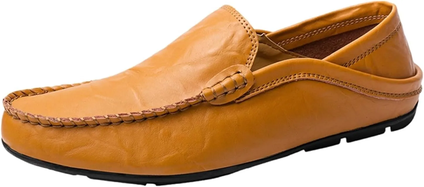 Men's Premium Genuine Leather Casual Slip on Loafers Breathable Driving Shoes Fashion Slipper