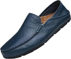 Men's Premium Genuine Leather Casual Slip on Loafers Breathable Driving Shoes Fashion Slipper