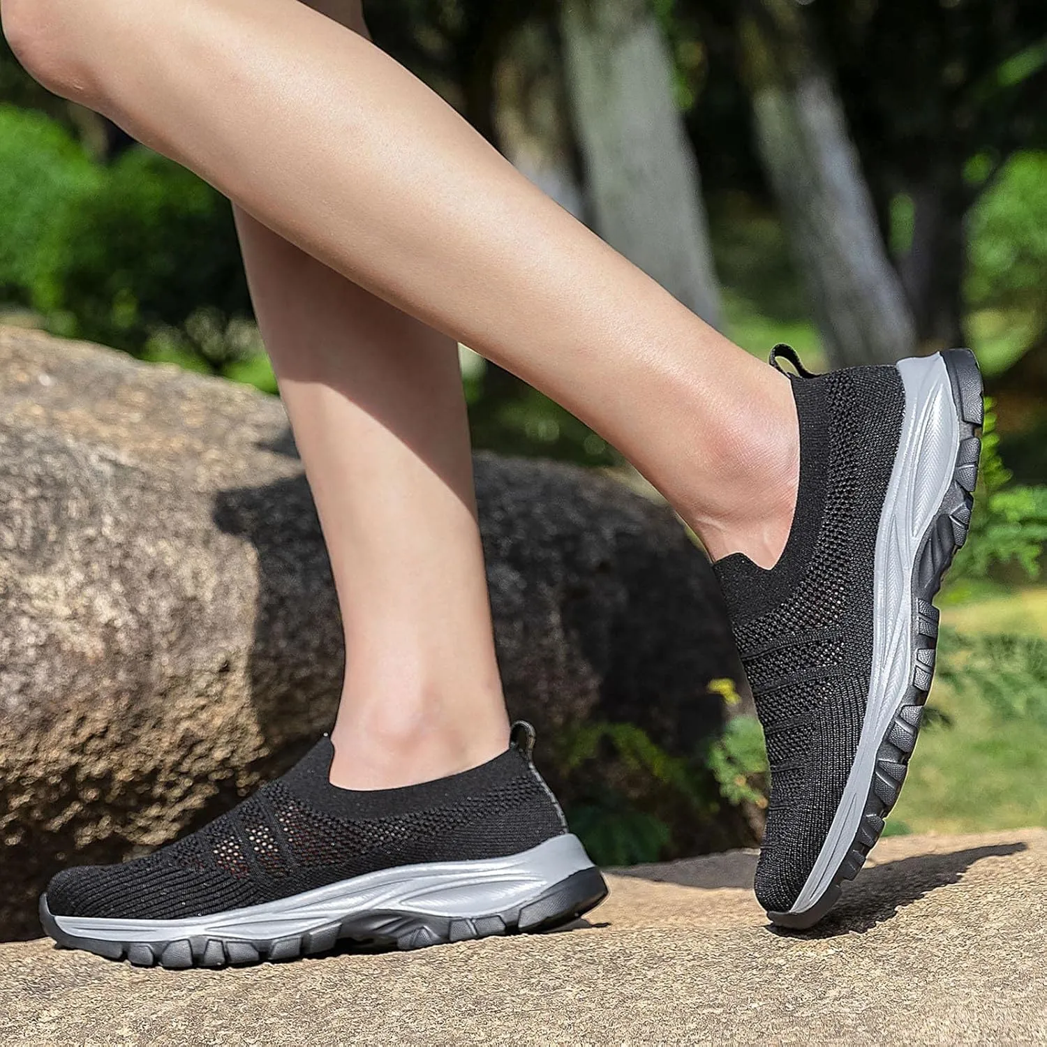 Men's Running Walking Sneakers Casual Slip on Tennis Shoes Lightweight Breathable Comfortable Non Slip Sport Shoes